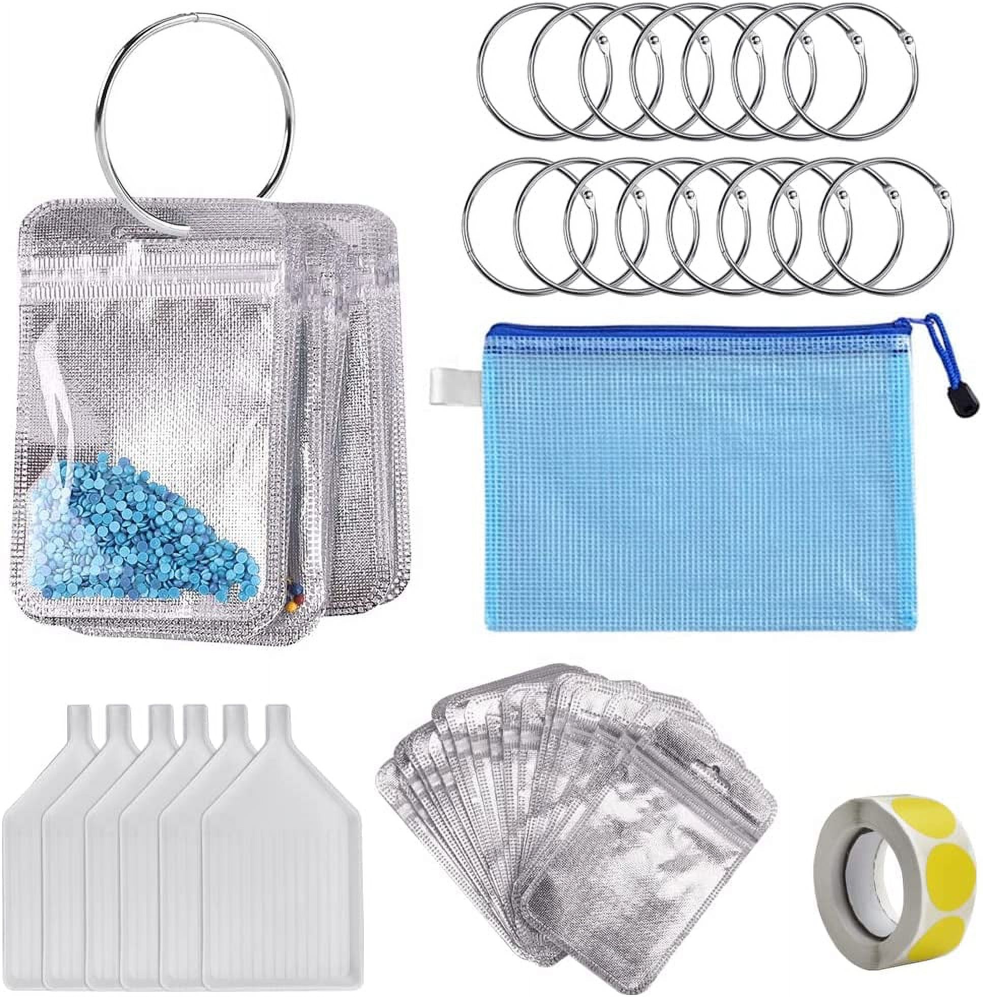 LYTIVAGEN Diamond Painting Accessories Kit Including 100Pcs Diamond  Painting Ziplock Bags 10Pcs Round Binding Rings 6Pcs Plastic Tray 1 Sticky  Dots
